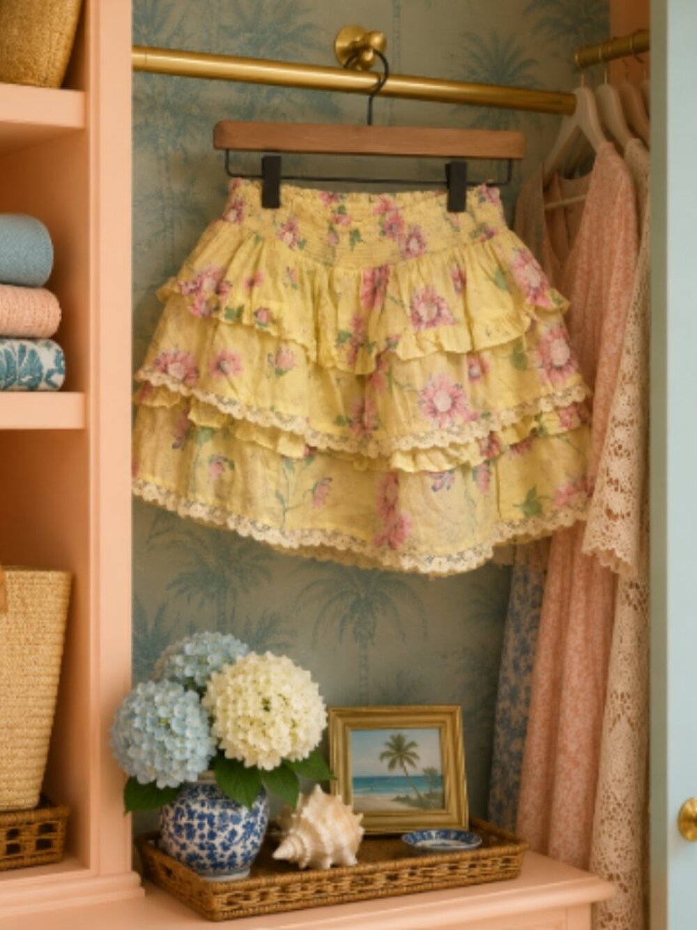 LoveShackFancy Girl's Billie Tween Tiered Mini Skirt 12Y azalea
